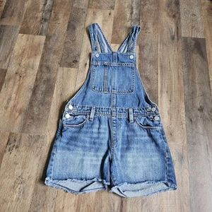 Old Navy Girl's Denim Blue Jean Bib Overalls Shorts Size L 10~12yrs  - Picture 1 of 7