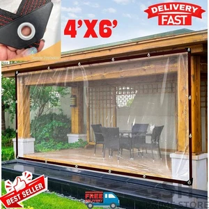 Lona Transparente con Ojales 4X6FT Transparente Resistente Impermeable Patio Recinto - Imagen 1 de 8