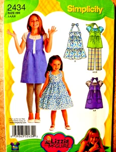 NEW 2434 Simplicity Lizzie McGuire Girls Dress Tunic Halter Top Pants Sz 3 4 5 6 - Picture 1 of 12