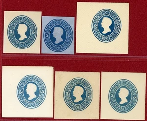 US 1874-86, #U172/78?, 6 Mint, Mostly Different Cut Squares (See Scans to ID) - Picture 1 of 4