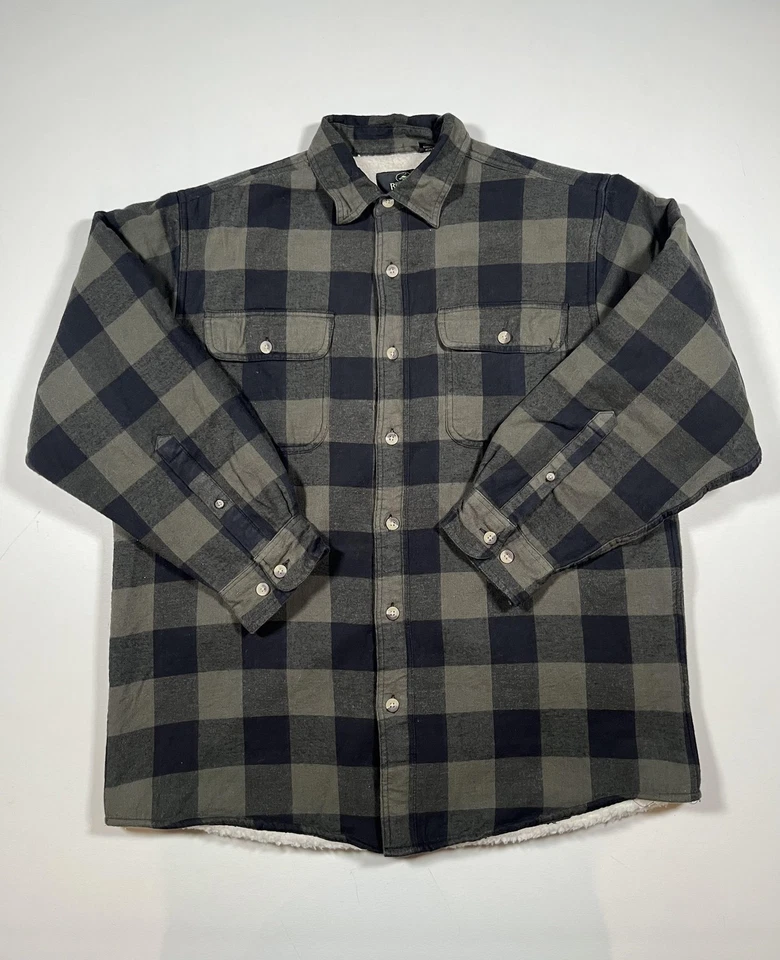RedHead Jacket Mens Large Black Gray Sherpa Lined Flannel Buffalo Plaid Workwear - Image 1 of 4