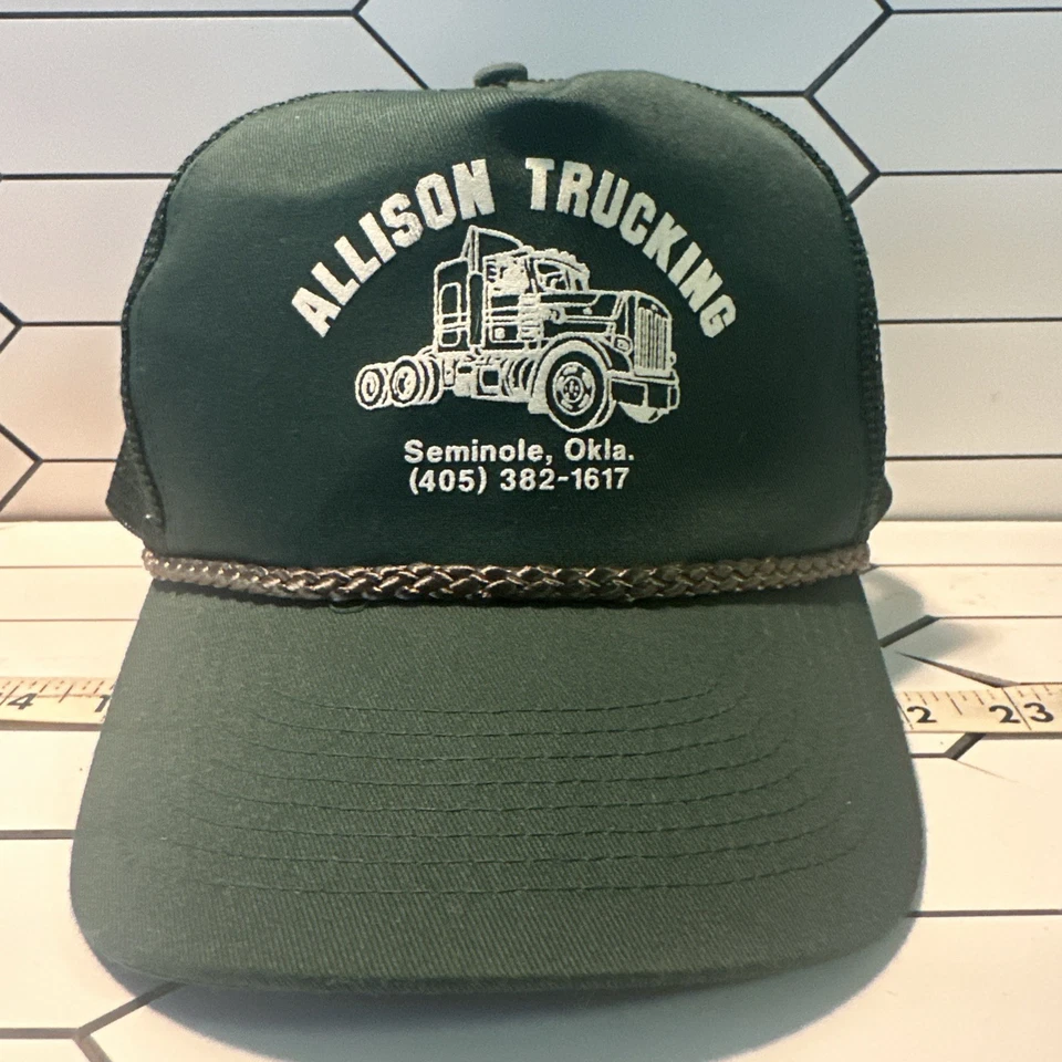 Cobra Allison Trucking Seminole Oklahoma Ok Trucker Hat Green Rare HTF Vintage - Image 1 of 4