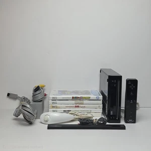 Nintendo Wii RVL-101 Schwarz Konsole Netzteil & Videokabel - getestet & funktionsfähig - Bild 1 von 9