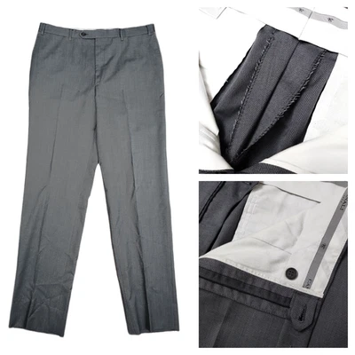 Canali 1934 Recent Label Silver Gray Wool Men's Ribbed Dress Pants Trousers 35 - Image 1 of 4