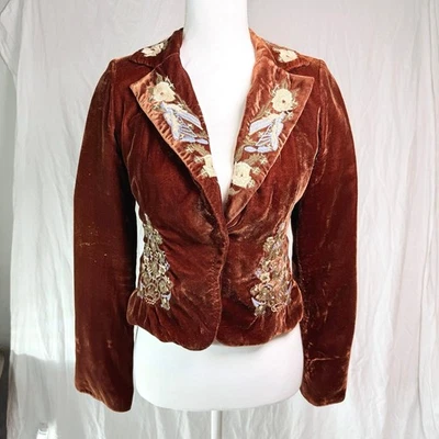 Chaqueta Blazer True Meaning Terciopelo Bordado, Anthropologie, Para Mujer Talla 2 Usada en Excelente Condición Foto 1 de 4