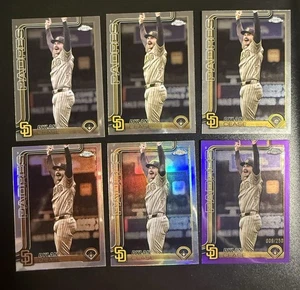 2025 Topps Chrome Dylan Cease 3x Base, 1x Refractor, 1x Sepia & (1) Purple /250 - Picture 1 of 2