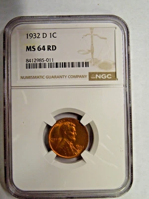NGC MS 64 Red 1932-D Lincoln Cent - Image 1 of 4
