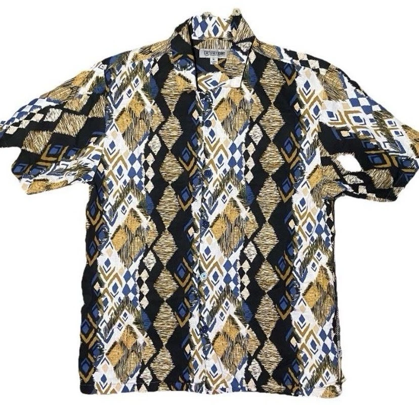 Camisa Y2K Stacy Adams Estampado Tribal | XL Azteca Y2K Para Hombre’s Ropa de Calle con Botones Foto 1 de 4