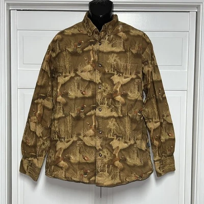 Cabelas Men’s XL Button Down Pheasant Print Camo Hunting Outdoor Cotton - Image 1 of 4