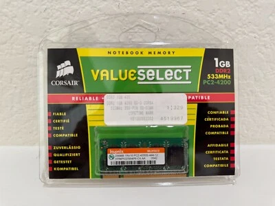 Corsair 1GB DDR2 533MHz PC2-4200 SO-DIMM Laptop RAM (New Sealed) - Image 1 of 2