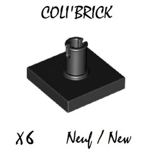 Lego 2460 - 6x Stein / Tile, modifiziert 2x2 with Pin - Schwarz / Black - NEU NEW - Bild 1 von 1