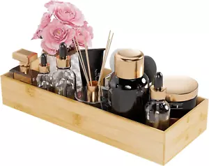 Bathroom Vanity Tray Organizer Bamboo, Small Wood Tray for Bathroom Counter Kict - Picture 1 of 12
