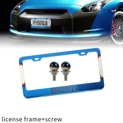 1 pieza marco de matrícula de acero inoxidable azul quemado con tornillo quemado combo NOVIA Foto 1 de 4