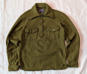 Pendleton camicia donna vintage anni 60 verde oliva 1/4 zip pull over lana piccola USA - Foto 1 di 10