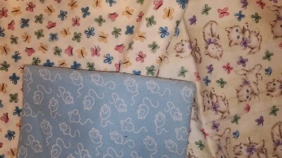 reto kitten Benartex My Little Kitten Butterfly Blue Cotton Fabric set 1.5 yards - Image 1 of 4