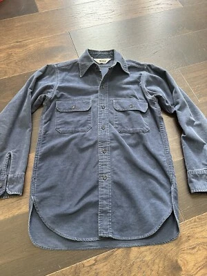 Camisa abotonada de franela Woolrich vintage para hombre L/S azul marino S M gamuza de trabajo Foto 1 de 4