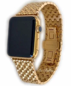 24K Gold Plated 42MM Apple Watch SERIES 3 24K Gold Links Butterfly Band - Picture 1 of 11