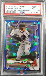 Jordan Lawlar 2021 Bowman Draft Sapphire 1st #BDC-194 RC #BDC194 PSA 10 Arizona - Picture 1 of 2