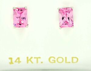 GENUINE 1.84 Cts PINK SAPPHIRE STUD EARRINGS 14K WHITE GOLD - Free Appraisal 