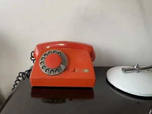 Téléphone Elektrim orange vintage années 70 style Socotel Made In Poland - Afbeelding 1 van 12