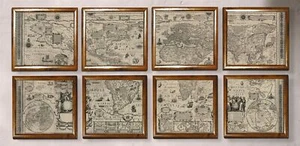 Renaissance Weltkarte, die Alte Welt auf 8 Luxus Blättern 160 x 75 cm - Bild 1 von 5