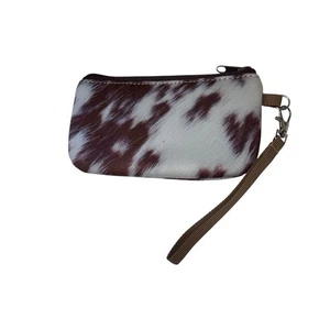 neoprene faux cowhide wristlet - Picture 1 of 4