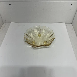 Vintage Fostoria Barock Topas gelb Glas drei Fuß Nuss Schmuck Süßigkeiten Schale Schüssel - Bild 1 von 7