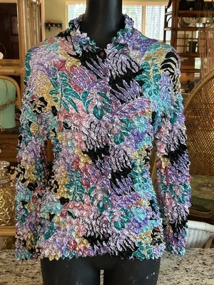 Vintage 90s Y2K Magic Soft Bubble Rainbow Popcorn Stretch Crinkle Women’s Top OS - Image 1 of 4