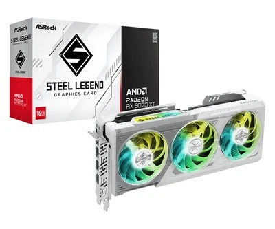 ASROCK AMD Radeon RX 9070 XT Steel Legend 16GB GDDR6 PCIe 5.0 x16 Graphics Card - Image 1 of 4