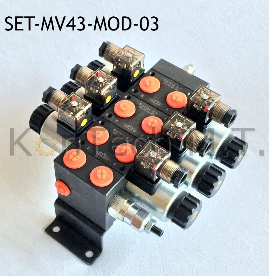 Hydraulic base plate for three valves including solenoid valve 4/3-way DC without DBV - Image 1 of 4