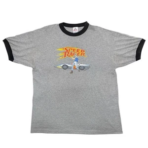 T-shirt vintage Speed Racer Mach GOGO Ringer Alstyle taglia XL grigio 2004 COTONE - Foto 1 di 12