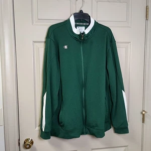 Chaqueta Champion Para Hombre Cremallera Completa Talla XL Verde Blanco Auténtica Bolsillos Atléticos - Imagen 1 de 4