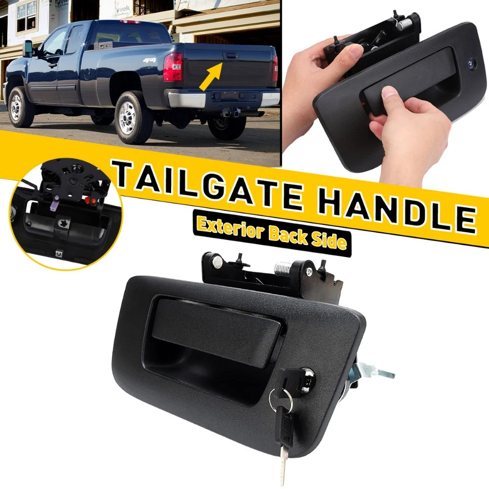 Tailgate Handle Latch w/Lock & Bezel For 2007-2014 Chevy Silverado GMC Sierra ED - Image 1 of 4