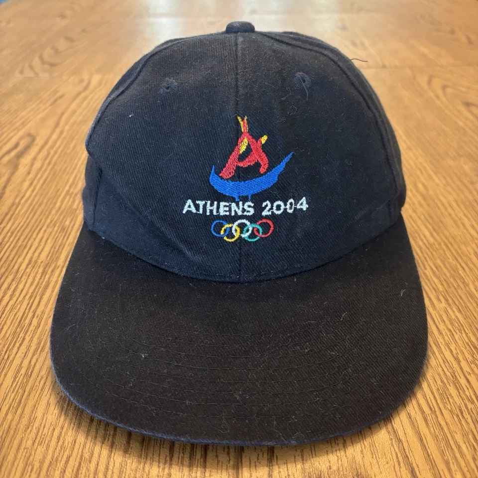 Sombrero DE COLECCIÓN Juegos Olímpicos 2004 ATENAS Azul Marino Bordado Gorra Ajustable Foto 1 de 4