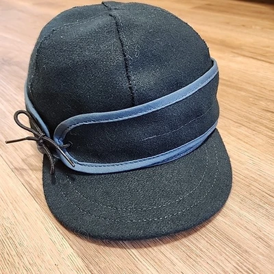 Stormy Kromer 1903 Hat Adult Size 7 1/8 Black Wool USA Made Cap Teal - Image 1 of 4