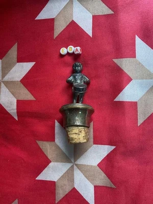 Hermoso tapón de botella antiguo Art Nouveau plateado WMF BATERISTA NIÑO. Foto 1 de 4