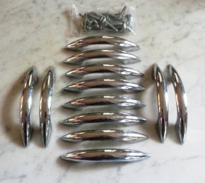 14 tiradores de cajón de puerta de gabinete cromados elegantes huecos - 4 5/8" MCM vintage - Imagen 1 de 5