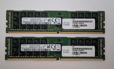 Samsung 64GB ( 2 x 32GB) DDR4 PC4-2400T ECC RAM Memory M393A4K40CB1-CRC4Q RDIMM - Image 1 of 2