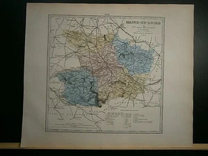 Grande carte 44 cm X 36 cm couleur 1878:  Maine et Loire - Picture 1 of 3