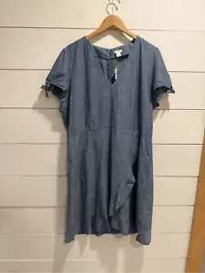 Vestido J Crew Ligero Denim Imitación Envolvente Nuevo con Etiquetas Cambray Talla 20 - Imagen 1 de 7