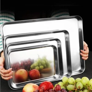 Stainless Steel Baking Pan Toaster Oven Tray Pans Baking Dish BBQ Cookie Cake AU - Picture 1 of 17