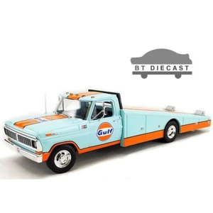 ACME 1970 FORD F-350 RAMP TRUCK 1/18 GULF RACING TEAM LIGHT BLUE ORANGE A1801413 - Picture 1 of 4