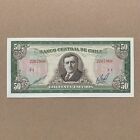 Extra Large Chile 50 Escudos Banknote 1962-75 Chilean Currency Green Paper Money