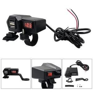 Motorcycle Dual USB Mobile Phone Charger Adapter with Voltmeter Accessories - Photo 1 sur 12