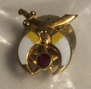 SPILLA RISVOLTO ORO/BIANCO SHRINERS Pietra Rossa - Foto 1 di 5