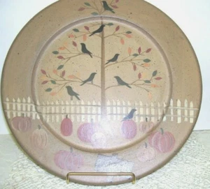 Vintage Pumpkin Crow Large Autumn Wooden Plate by Donna White - Picture 1 of 2