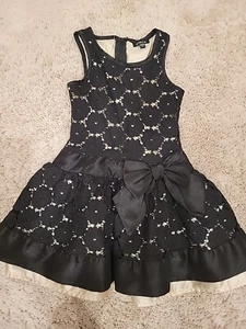 Zunie Girls Toddler Dress Size 5 Black Beige Lace Formal - Picture 1 of 8