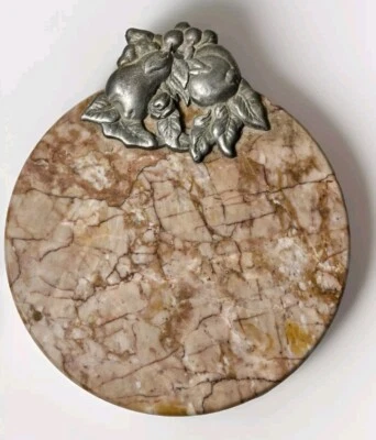 Tábua de cortar queijo prato charcutaria bandeja de mármore 10” com estanho  - Imagem 1 de 4
