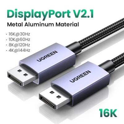 UGREEN 16K Displayport Cable DP2.1 240Hz 80Gbps Video Audio For TVBox PC Monitor - Image 1 of 4