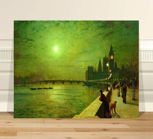 John Atkinson Grimshaw Reflections on the Thames ~ Fine Art CANVAS PRINT 16x12" - Picture 1 of 1
